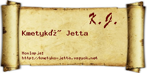 Kmetykó Jetta névjegykártya